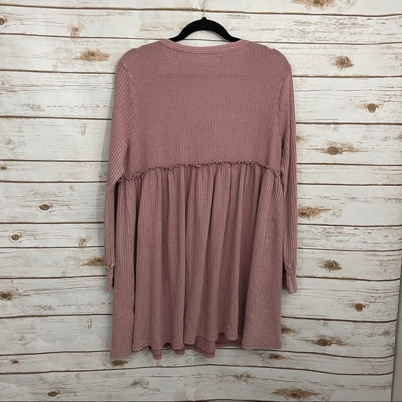 Talulah Pink Waffle Knit Babydoll boutique Tunic Mini Dress - Picture 4 of 5
